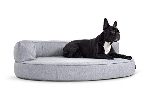 Mypado Hundebett Atlanta Silverline Liegefläche Schaumstoffflocken-Polyesterwatte-Mix (110 x 90, Silber) von Mypado