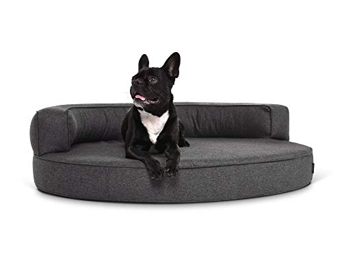 Mypado Hundebett Atlanta Silverline Liegefläche Schaumstoffflocken-Polyesterwatte-Mix (110 x 90, anthrazit) von Mypado