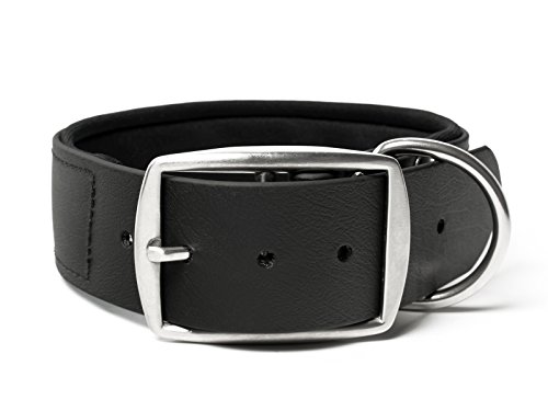 Mystique® Biothane Halsband Deluxe Neopren 38mm rostfrei schwarz 55-63cm von Mystique