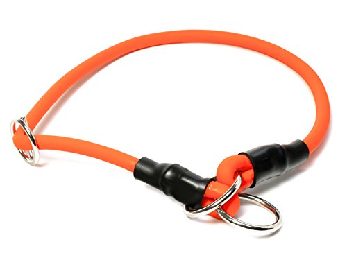 Mystique® Biothane Halsband rund mit Zugbegrenzung 8mm 50cm neon orange von Mystique