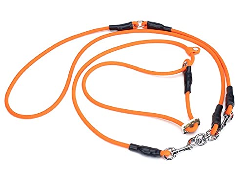 Mystique® Biothane Hunting Profi Umhängeleine 8mm Moxon mit Zugbegrenzung neon orange S-275cm von Mystique