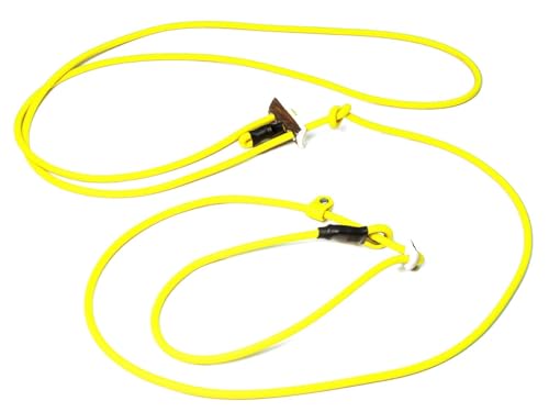 Mystique® Biothane Hunting Profi lautlos Umhängeleine 280cm Moxon mit Zugbegrenzung (6mm, neon gelb) von Mystique