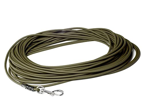 Mystique® Biothane Schleppleine Feldleine rund 6mm Standard Karabiner in vielen Farben 5-30m Hundeleine (7,5m, Khaki) von Mystique