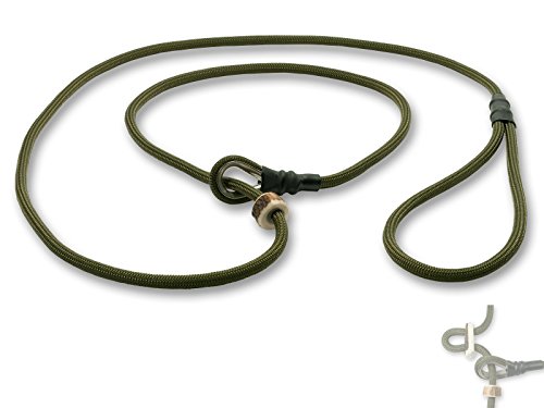 Mystique® Field trial Moxonleine Retrieverleine 6mm 130cm mit Zugbegrenzung khaki von Mystique