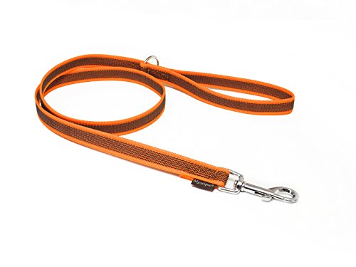 Mystique® Gummierte Leine 20mm mit Handschlaufe Standard Karabiner neon orange 1,2m von Mystique