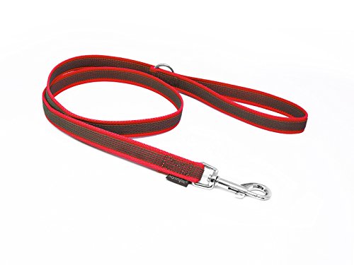 Mystique® Gummierte Leine 20mm mit Handschlaufe Standard Karabiner rot 1m von Mystique