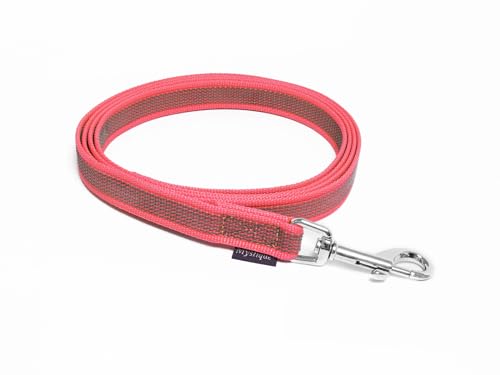 Mystique® Gummierte Leine 20mm ohne Handschlaufe Standard Karabiner neon pink 50cm von IKIMI