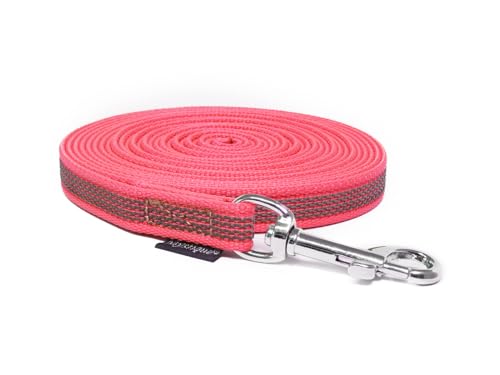 Mystique® Gummierte Schleppleine 12mm mit Handschlaufe Standard Karabiner neon pink 10m von Mystique