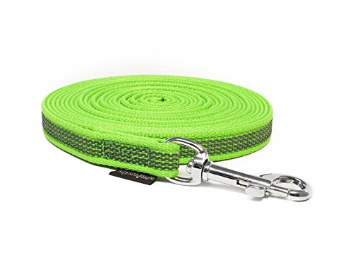 Mystique® Gummierte Schleppleine 12mm ohne Handschlaufe Standard Karabiner neon grün 5m von Mystique