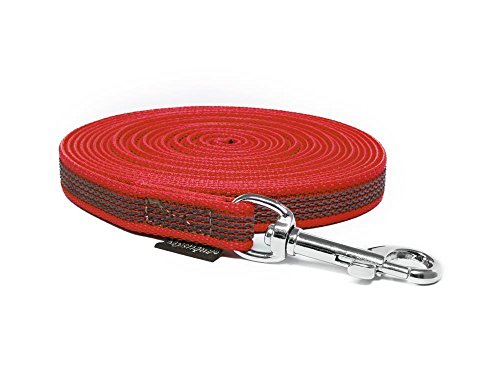 Mystique® Gummierte Schleppleine 15mm mit Handschlaufe Standard Karabiner rot 20m von Mystique