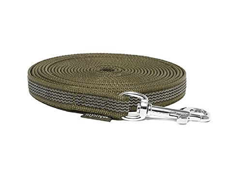 Mystique® Gummierte Schleppleine 15mm ohne Handschlaufe Standard Karabiner (15m, Khaki) von Mystique