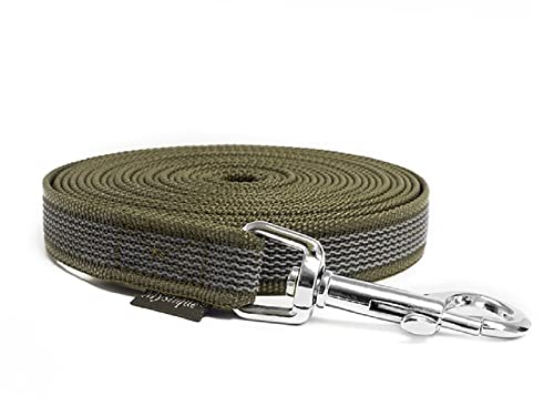 Mystique® Gummierte Schleppleine 20mm mit Handschlaufe Standard Karabiner (7,5m, Khaki) von Mystique