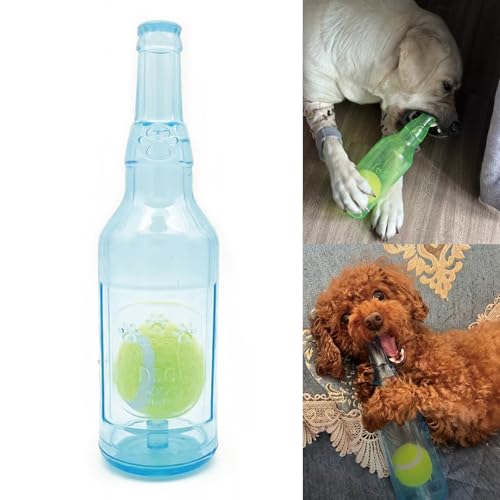 Mystoneer Wasserflasche Hundespielzeug für große und kleine Hunde, Hundespielzeug Wasserflasche Cruncher, Hundespielzeug für große Hunde, Kunststoffflaschenspielzeug für Hunde mit Tennisball, von Mystoneer