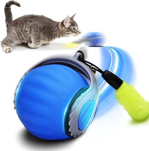 Mzzsveuy Speedy Tail Katzenspielzeug, Speedy Tail 2.0, Smart Interaktives Katzenspielzeug mit 2 Modi, Automatisch Beweglicher Katzenspielzeugball, USB Wiederaufladbarer Smart Interactive Pet Toy Ball von Mzzsveuy