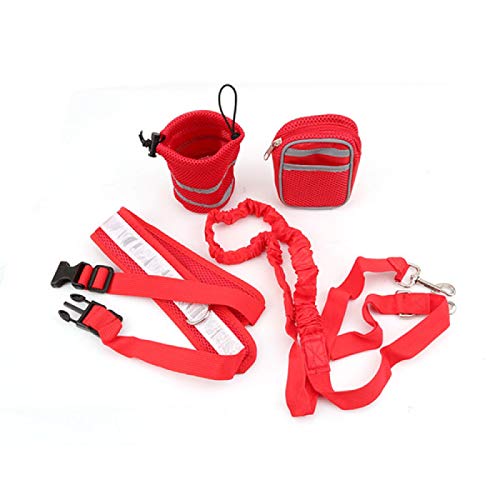 Haustier Gummiband Streuleine Hundeleine Set Freisprecheinrichtung Hundeleine Halsband Haustier Zubehör Kleintier Hundegeschirr Leine Tier mit M Rot von N\A