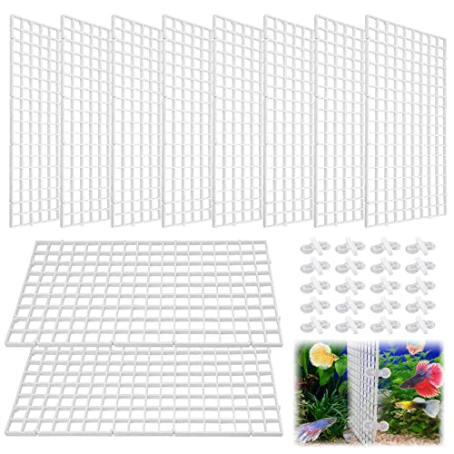 10 Stück Aquarium Trennwand Bootoow Grid Trennung Brett Fisch Tank Teiler für Aquarium Unten Box mit 20 Stück Aquarium Divider Saugnapf (Weiß) von Bootoow