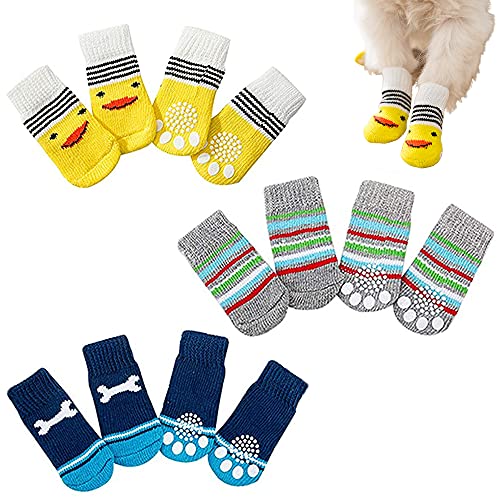 NA 6 Paar/3 Stile Haustiersocken Hundesocken Haustierpfoten Schutz für Haustierpfoten, kratzfeste, schmutzige Fußsocken für drinnen und draußen, Hartholzböden, Indoor-Wear von N\A