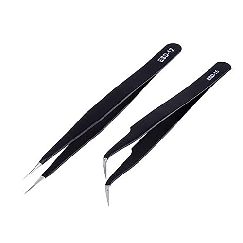 NA Aquarium Live-Tank Gerade Kurve Pflanze Tweezers Lange Zangen Edelstahl Pflanze Garnelen Riff Tank Crooked Pinzette,2pcs Black von N\A