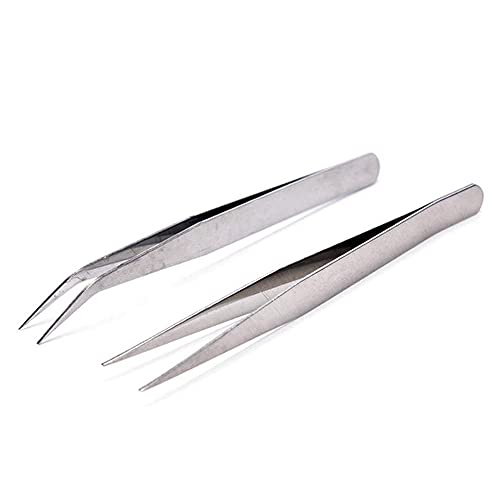 NA Aquarium Live-Tank Gerade Kurve Pflanze Tweezers Lange Zangen Edelstahl Pflanze Garnelen Riff Tank Crooked Pinzette,2pcs Silver von N\A