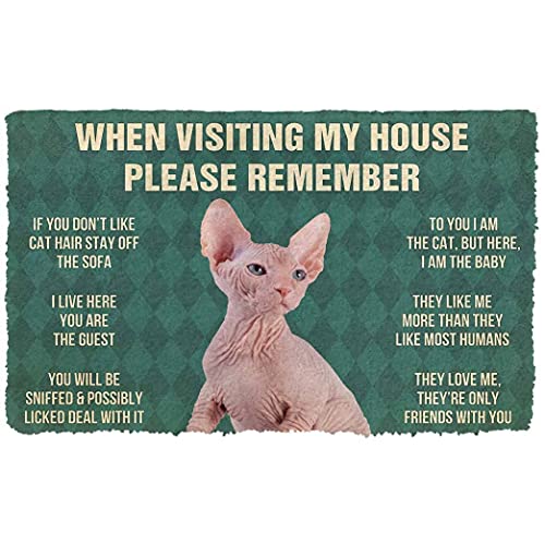 NA Fussmatte innen Bitte Denken Sie daran, Sphynx Kitten Cats House Rules Custom Fußmatte deko Wohnzimmer von N\\A