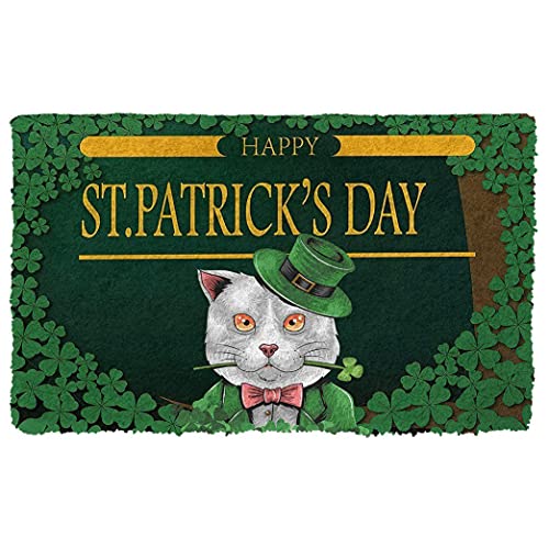 NA Fussmatte innen Glückliche weiße Katzen Fußmatte St. Patrick Day deko Wohnzimmer von N\\A