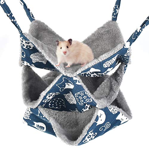 NA Kleine Haustierkäfig-Hängematte gemütliches Kleintier-Bett, 3-lagiges Plüsch-Hängematte, warme Hängematte für Papageien, Frettchen, Eichhörnchen, Hamster, Ratten, zum Spielen (35 x 35 cm) von N\A