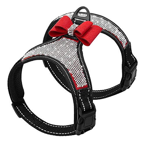 Reflektierendes Hundegeschirr Nylon Bulldog Mops Medium Hundegeschirr Weste Bling Bow Hundezubehör Pet Supplies S Rot von N\A