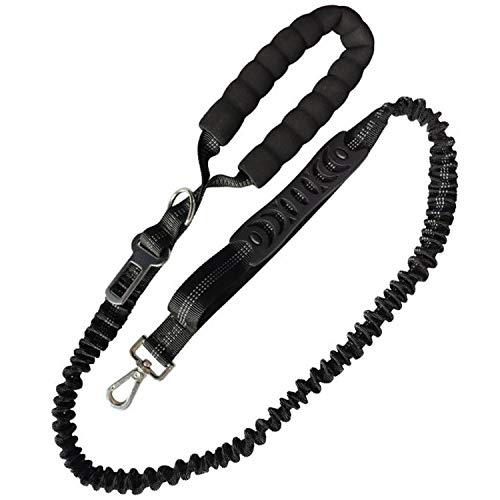 U-picks Bungee-Hundeleine, Anti-Zug, integrierte Sicherheitsgurtschnalle, Welpenleine mit gepolsterten Griffen für kleine, mittelgroße und große Hunde, 182 cm, Schwarz von N\A