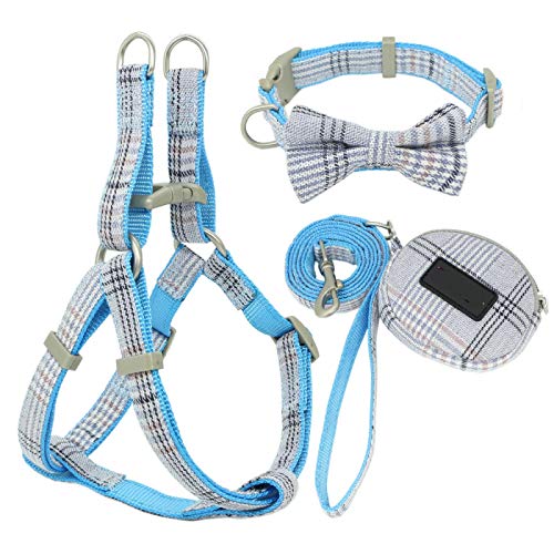 Weiches Hundegeschirr und Leine, Set für kleine und mittelgroße Hunde, Haustierbedarf, verstellbares Nylon-Chihuahua-Halsband, M-1,5 cm, himmelblau von N\A