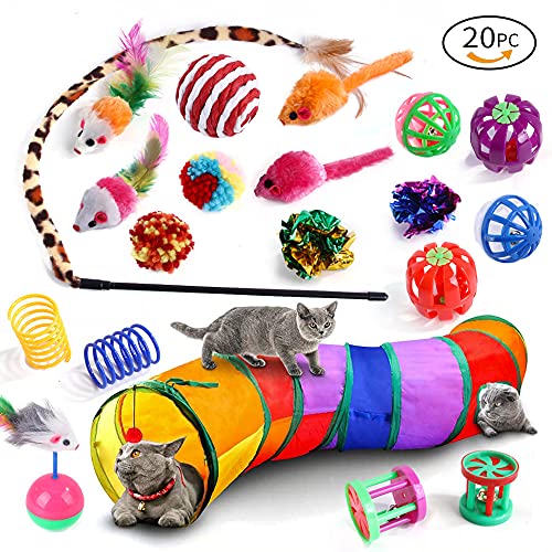 NC Weiqiao® 21-teiliges Katzenspielzeug mit Tunnel, Katzenspielzeug für Katzen und Katzen, Katzenspielzeug, Katzentunnel, Katzenspielzeug, Katzenspielzeug, Katzenspielzeug, Katzenspielzeug, (C) von NC