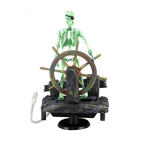 N/M Yinuiousory Aquarium Dekoration, Künstliche Verzierung Dekor Action-Aquarium Ornament Skeleton Pirate Captain Fish Tank Decoration Landscape von N/M