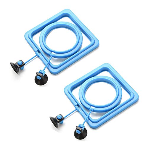 4 PCS Saugnapf Aquarium Fütterungs Ring,Schwimmender Lebensmittel Kreis, Fisch Futterspender,Quadrat und Runde Kunststoff Schwimmende Fischfutter Werkzeug,für Goldfish und Andere Kleinere Fische,Blau von N\O