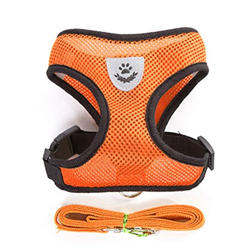 Chihuahua Mops Bullfighting Hunde und Katzen Hundegurt S Welpe Katze Orange Weste Atmungsaktiv Hundegeschirr Pet Harness Halsband und Gürtel Set von N\O