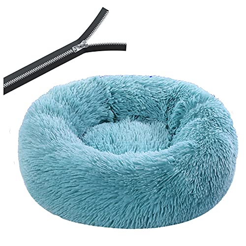 Großes Hundebett rund waschbar Haustier Bett Winter Warm Schlafen Plüsch Hundehütte Katzenmatte Welpenmatte Hund Katze Supplies L Durchmesser 60cm Darkgreenzipper von N\O