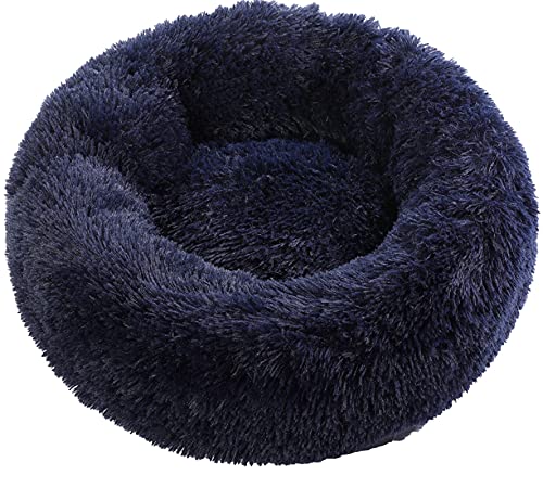 Großes Hundebett rund waschbar Haustier Bett Winter Warm Schlafen Plüsch Hundehütte Katzenmatte Welpenmatte Hund Katze Supplies L Durchmesser 60cm Marineblau von N\O