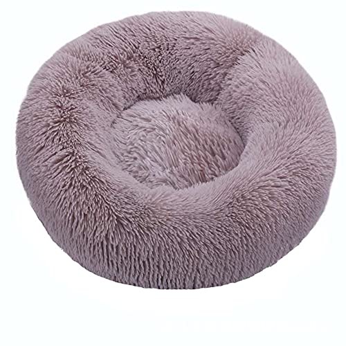 Großes rundes Plüsch-Hundebett, Haustierbedarf, Kissen, superweich, flauschig, bequem, waschbar, L-70 cm, braun von N\O