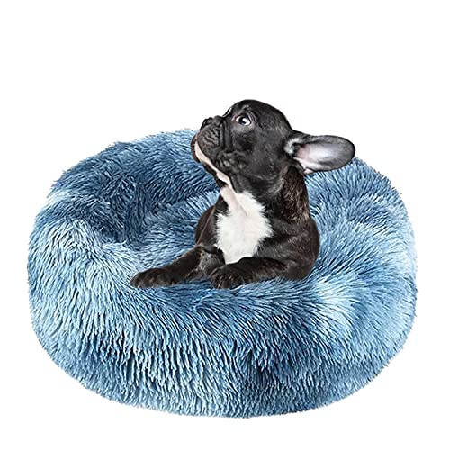 Hundebett, weiches Plüsch-Katzenkissen, rutschfest, maschinenwaschbar, selbstheizend, kann den Schlaf des Haustieres verbessern, XXL, Durchmesser 100 cm, Farbverlauf, Blau von N\O