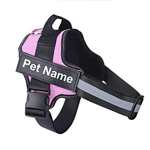 Hundegeschirr ohne Reißverschluss, reflektierend, atmungsaktiv, verstellbar, Haustiergeschirr, Weste, mit ID-Patch, Outdoor-Hundebedarf, Größe XS, Rosa von N\O