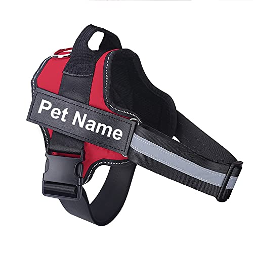 Hundegeschirr ohne Reißverschluss reflektierend atmungsaktiv verstellbar Haustier Geschirr Weste mit ID Patch Outdoor Walking Hundebedarf XXL Rot von N\O