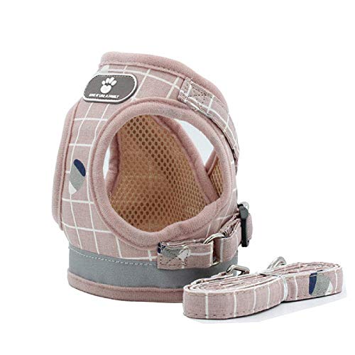 Nylon Mesh Katze und Welpen Reflektierende Hundegeschirr und Leine Anzug Hund Weste Geschirr Leine Haustier Kleidung für kleine Hunde L Rosa von N\O