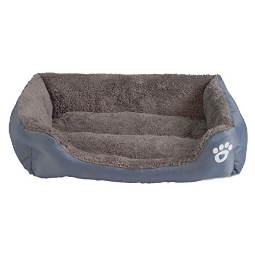 S-3XL Hundebett mit Pfotenabdruckmotiv, wasserdicht, weiche Wolle, warm, Größe S, Grau von N\O