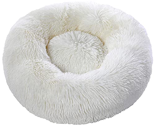 Super großes Hundebett rund waschbar Haustier Bett Winter Warm Schlafen Plüsch Hundehütte Katzenkissen Welpenkissen Hund Katze Zubehör 3XL Durchmesser 100cm weiß von N\O