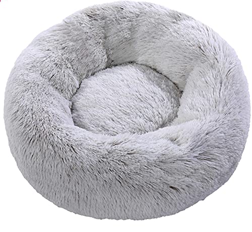 Super großes Hundebett rund waschbar Haustier Bett Winter Warm Schlafen Plüsch Hundehütte Katzenkissen Welpenkissen Hund Katze Zubehör 4XL Durchmesser 120cm rasiert Kaffee von N\O