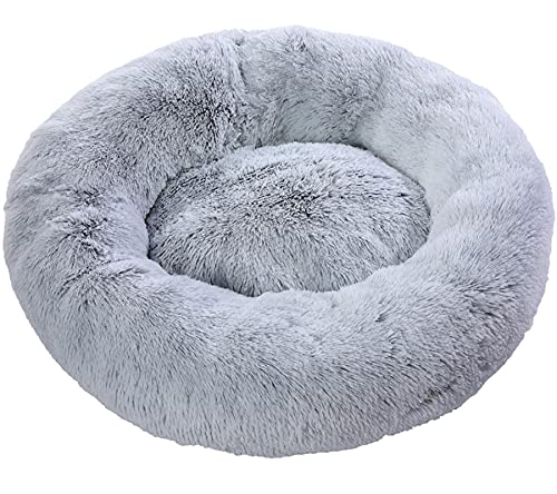 Super großes Hundebett rund waschbar Haustier Bett Winter Warm Schlafen Plüsch Hundezwinger Katzenmatte Welpenmatte Hund Katze Zubehör 4XLD Durchmesser 120cm hellgrau von N\O