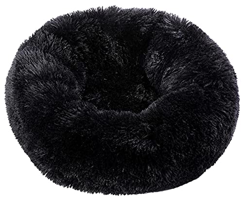 Übergroßes Hundebett rund waschbar Haustier Bett Winter Warm Schlafen Plüsch Hundehütte Katzenkissen Welpenkissen Hund Katze Supplies M Durchmesser 50cm schwarz von N\O