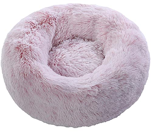 Übergroßes Hundebett rund waschbar Haustier Bett Winter Warm Schlafen Plüsch Hundehütte Katzenkissen Welpenkissen Hund Katze Zubehör 2XLD Durchmesser 80cm rasieren rosa von N\O