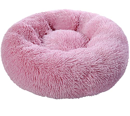 Übergroßes Hundebett rund waschbar Haustier Bett Winter Warm Schlafen Plüsch Hundehütte Katzenkissen Welpenkissen Hund Katze Zubehör 3XL Durchmesser 100cm Beigepink von N\O