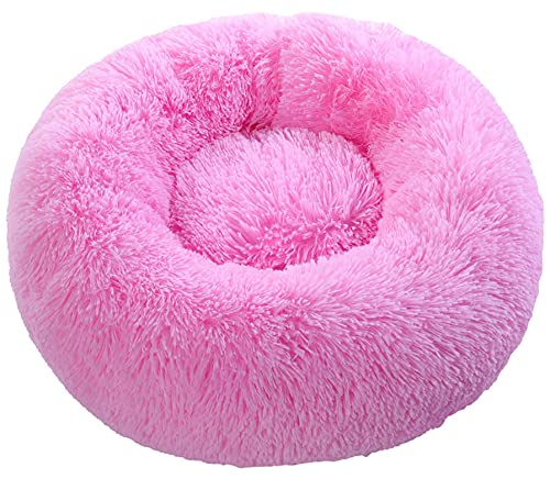 Übergroßes Hundebett rund waschbar Haustier Bett Winter Warm Schlafen Plüsch Hundehütte Katzenkissen Welpenkissen Hund Katze Zubehör L Durchmesser 60cm Glitzer Pink von N\O