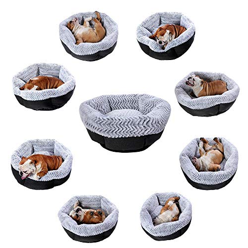 Übergroßes Hundebett rund waschbar Haustier Bett Winter Warm Schlafen Plüsch Hundehütte Katzenkissen Welpenkissen Hund Katze Zubehör L Durchmesser 60cm Hexagongrau von N\O