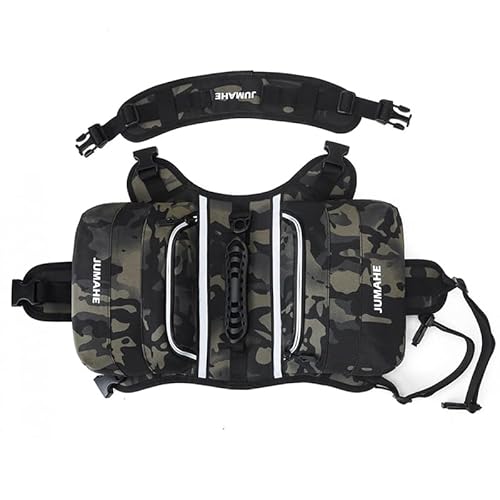 NP Hunde Satteltaschen Hundegeschirr Rucksack mit reflektierendem Band, Wasserdicht Verstellbar Kabelgeschirr Weste für Mittel Große Hunde für Wandern Reisen Camping (Camouflage) von N\P